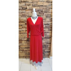 TRIBECA DRESS COLOR RED 3/4 SLEEVE POLY/SPANDEX SIZE 2X